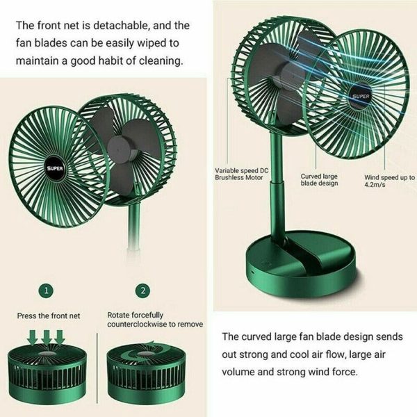 Rechargeable Telescopic Folding Table Fan 3