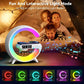 Children playing with a colorful LED clock and light display, surrounded by a cozy indoor setting.
