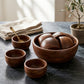 Handcrafted Wooden Serving Bowl Set (1 Large + 6 Small Bowls)