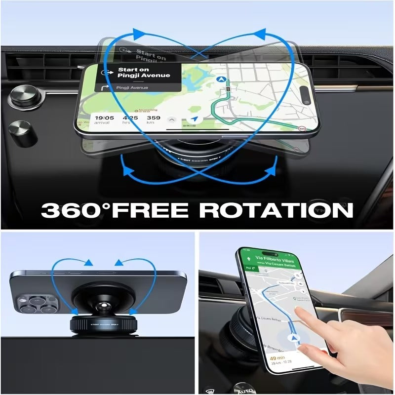 Premium 360° Magnetic Car Phone Mount-Foldable Adjustable Dashboard Holder for All Smartphones